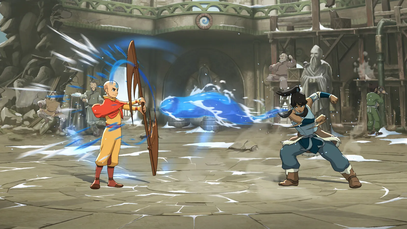 Avatar Legends: The Fighting Game character select screen with the full launch roster.
