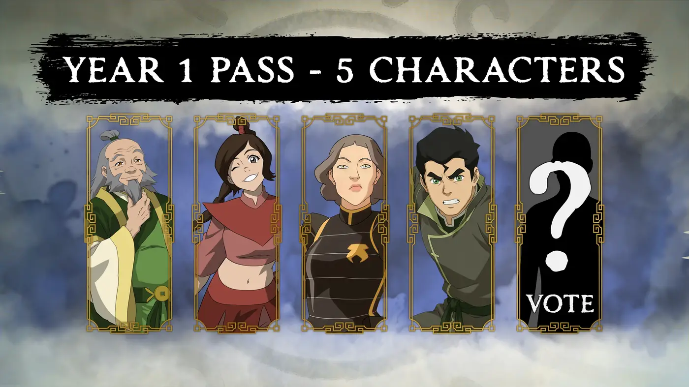 Avatar Legends: The Fighting Game — Deluxe Edition art with the Year 1 Pass fighters.
