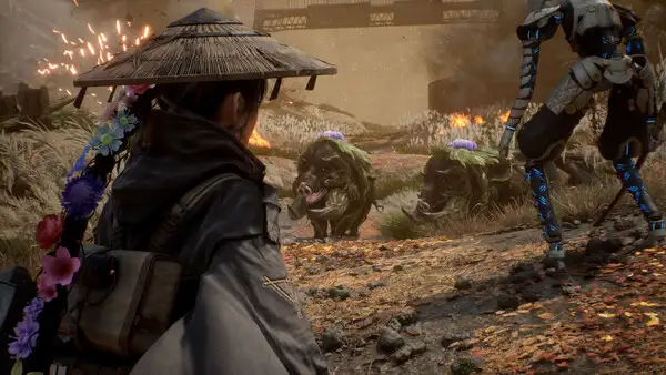 Emma's blade combat and weapon loadout in the field.
