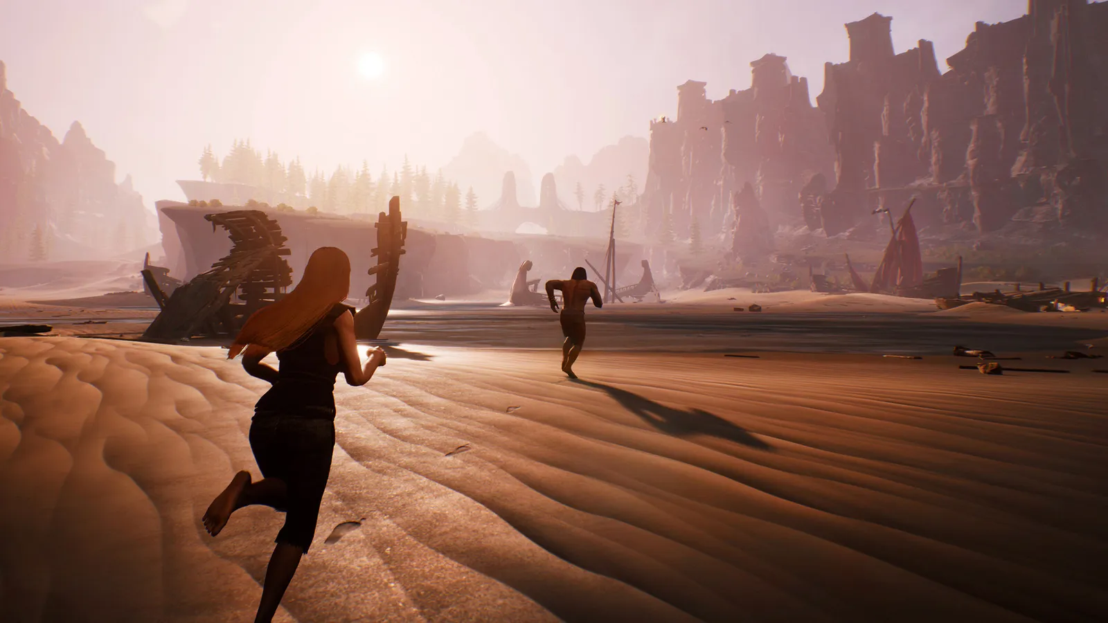 Official Conan Exiles Enhanced screenshot from the Steam store page — multiplayer servers in the Enhanced era.