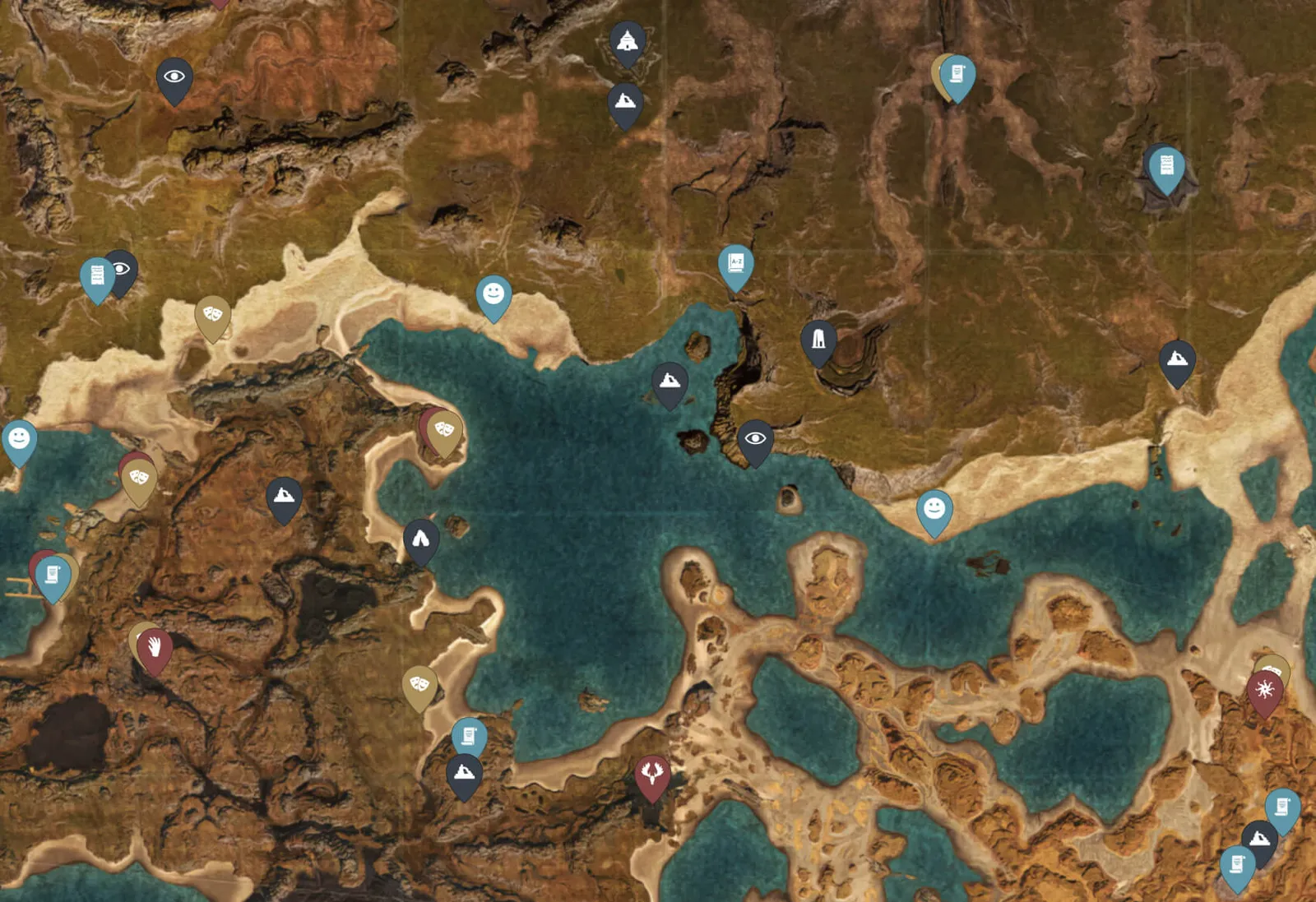 The Isle of Siptah interactive map preview (MapGenie) — vault entrances and surge altar locations are static and reliably marked.
