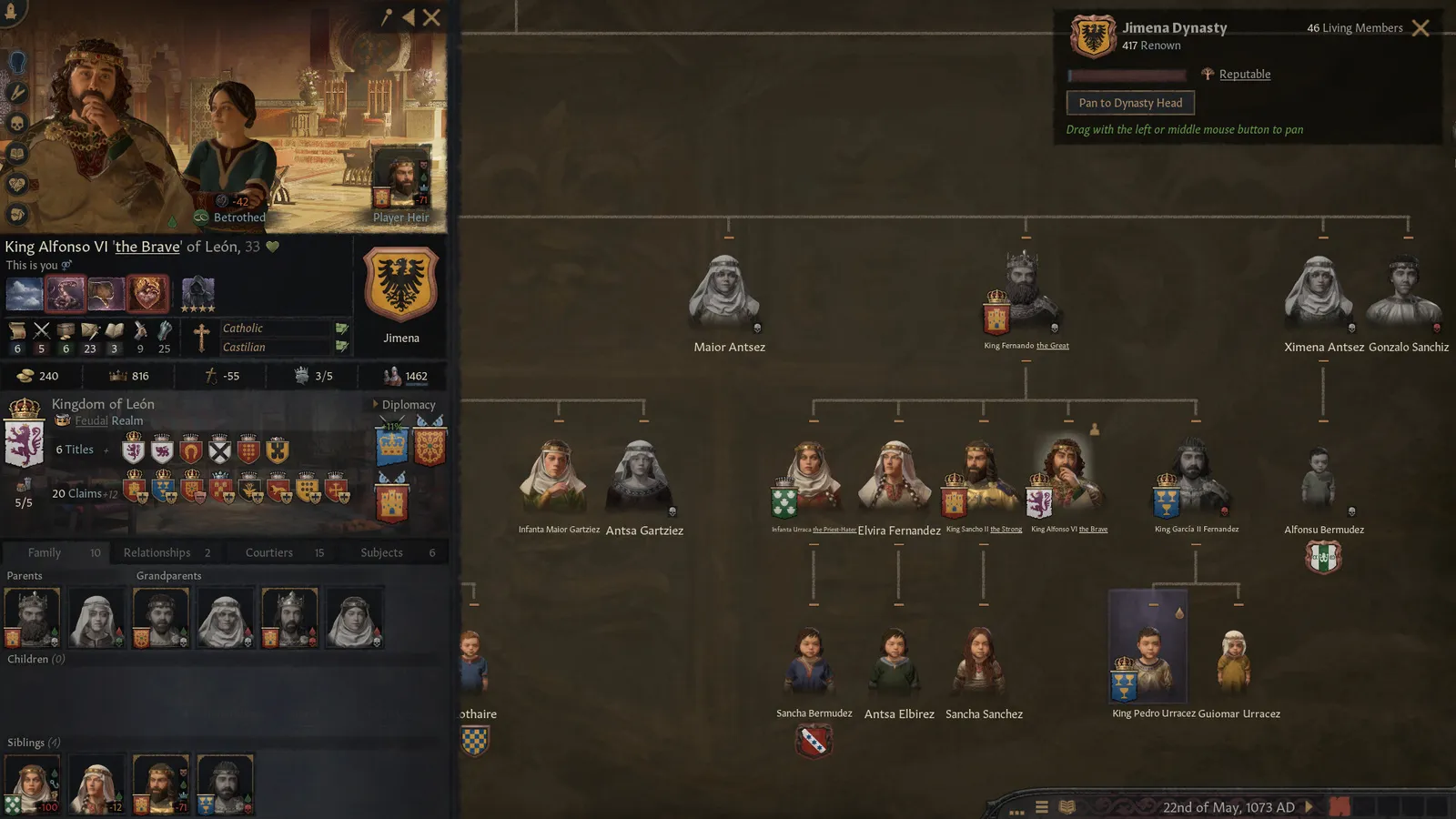 Crusader Kings 3 地图与外交界面(Steam 官方商店截图)