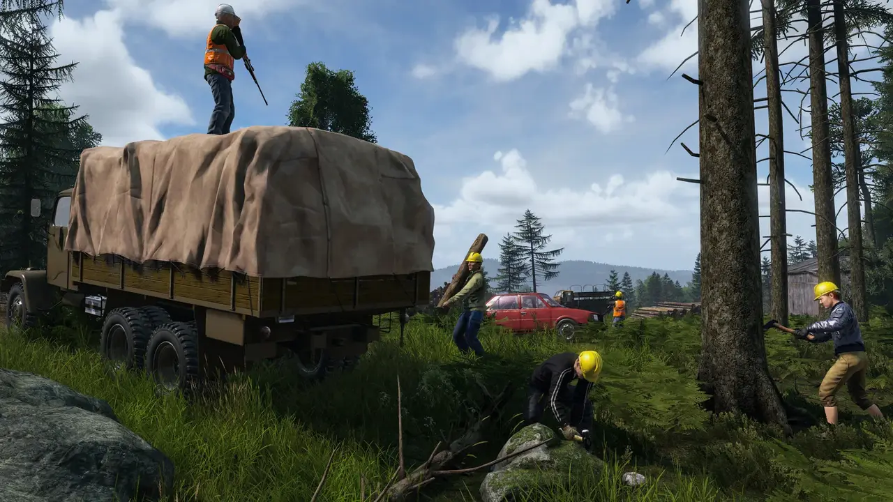 DayZ official gameplay screenshot showing weapon use