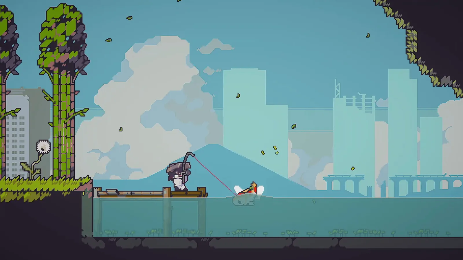 Doloc Town official gameplay screenshot of fishing and ranching.