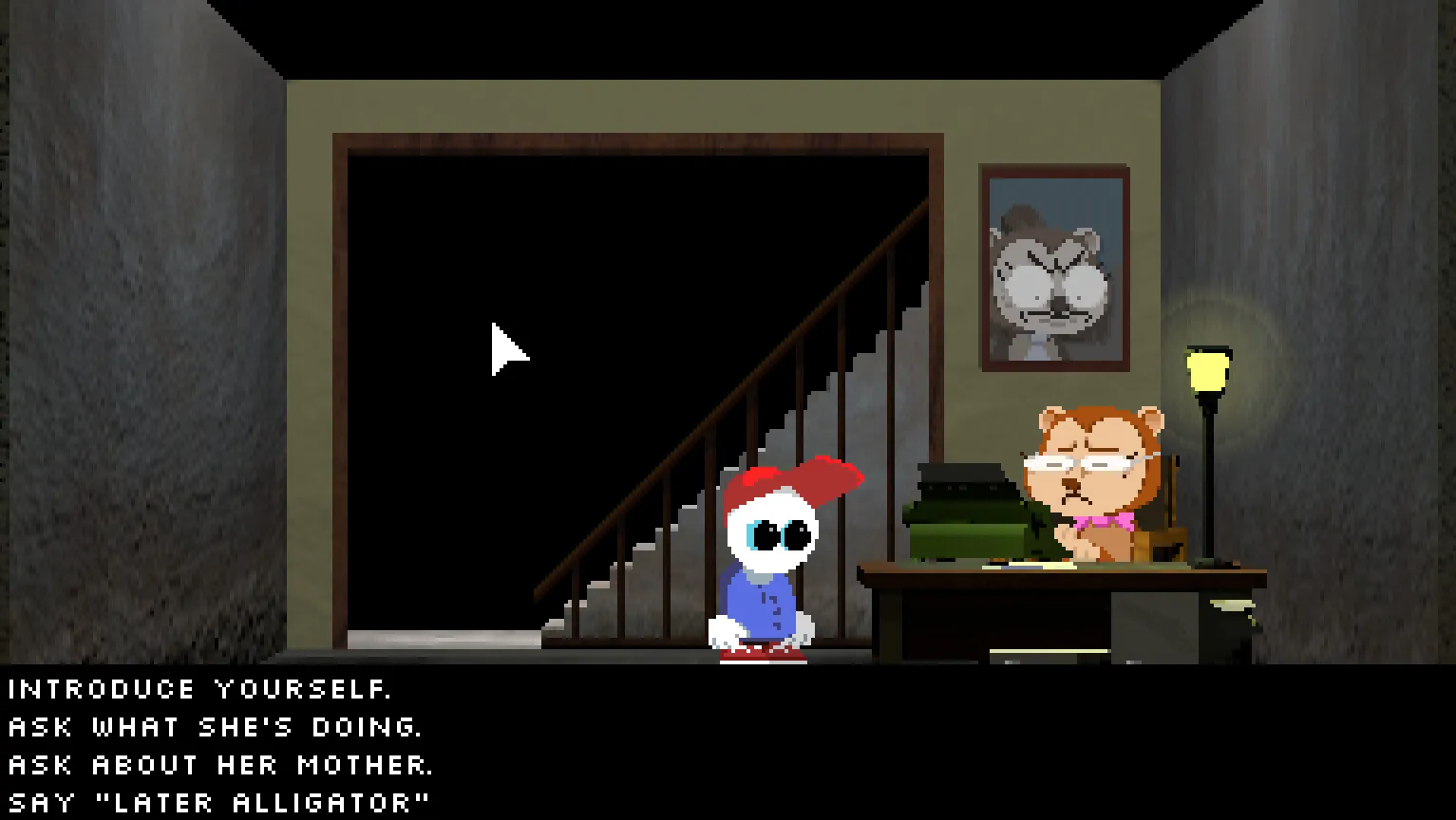 An Endacopia hub scene — achievements come from bosses, endings, mini-games and secrets.