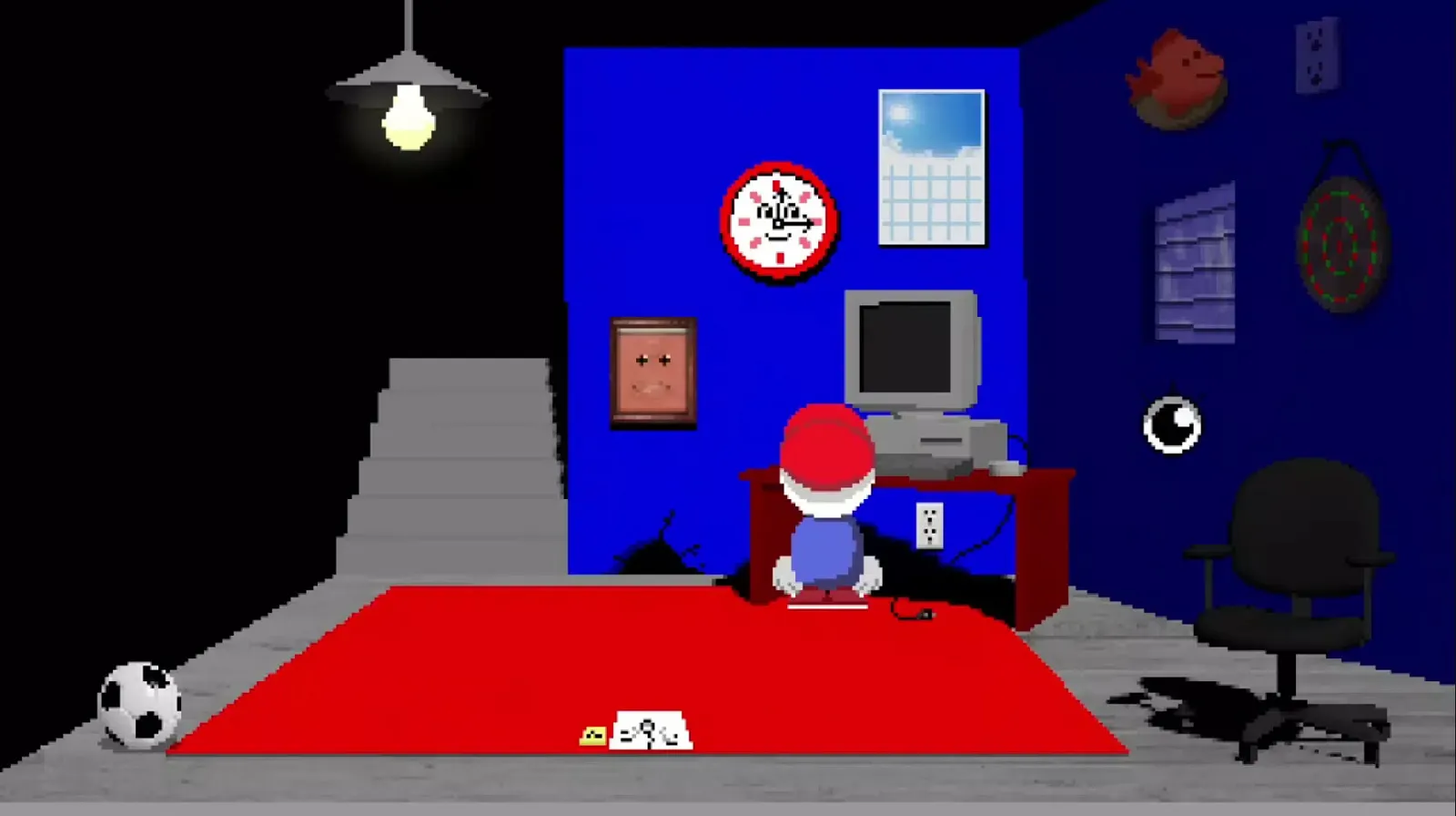 Endacopia official gameplay screenshot — the game's signature look: pastel edutainment surfaces with creeping wrongness.