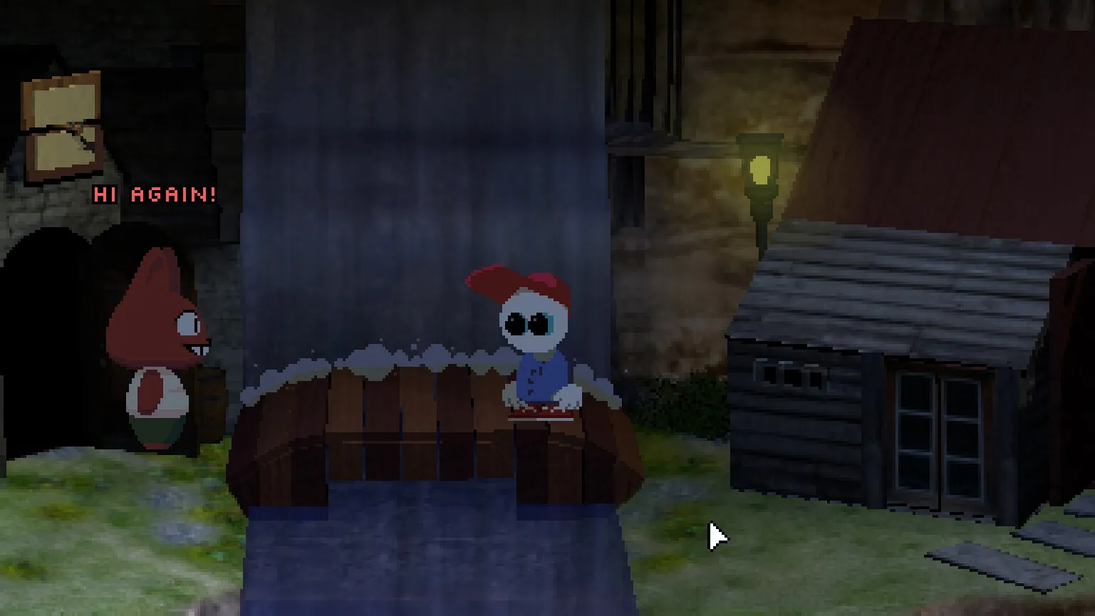 Endacopia official gameplay screenshot — an in-world moment where progress is recorded.