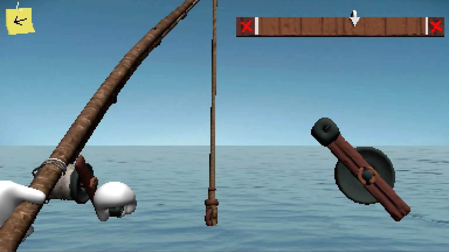 First-person combat in Endacopia — the section that's hardest with a trackpad.