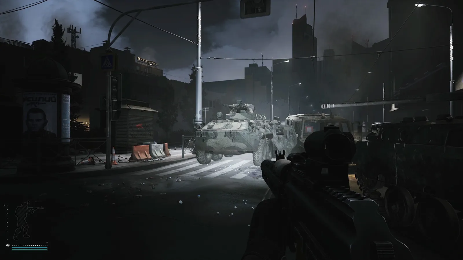 Escape from Tarkov official gameplay screenshot with a cold blue-toned outdoor terrain