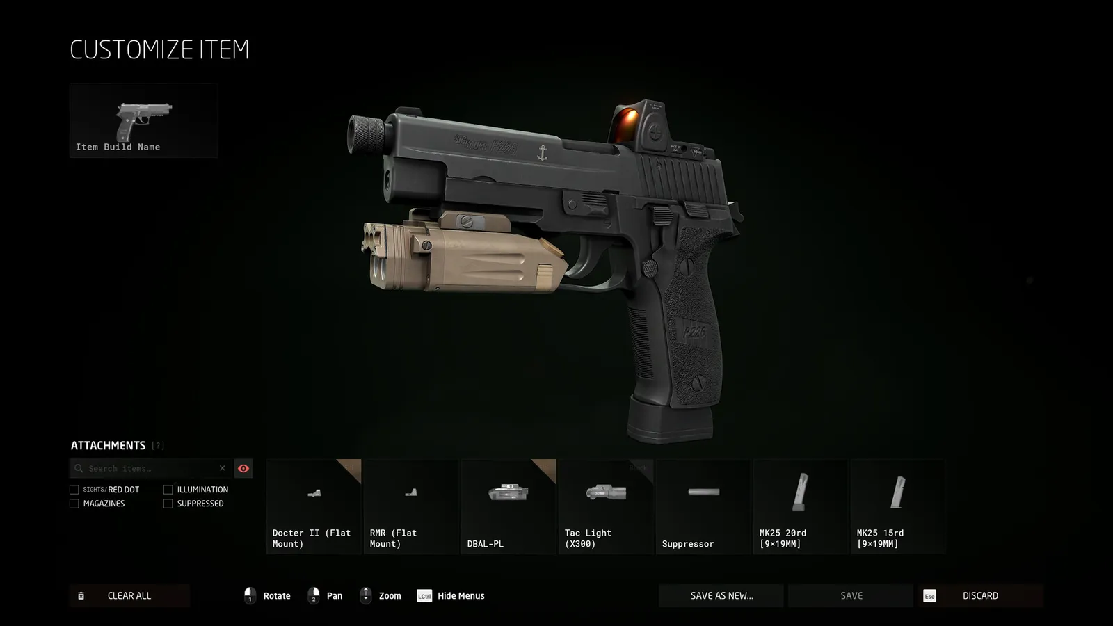 Inspecting weapons in the Ground Branch armory — everything is unlocked from the start.