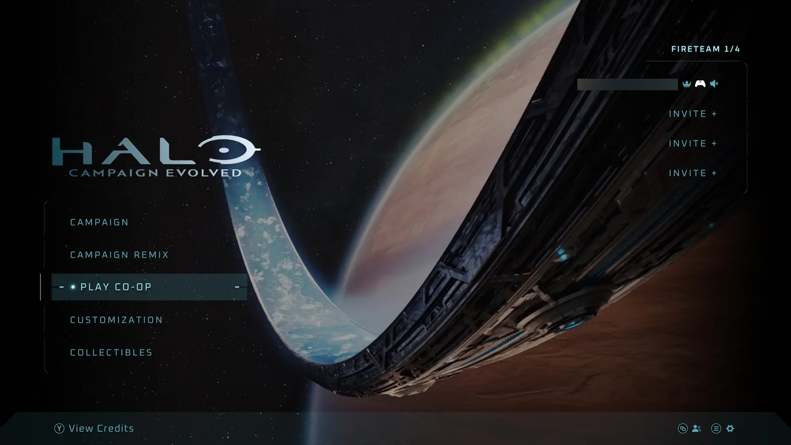 Main menu with co-op mode selected