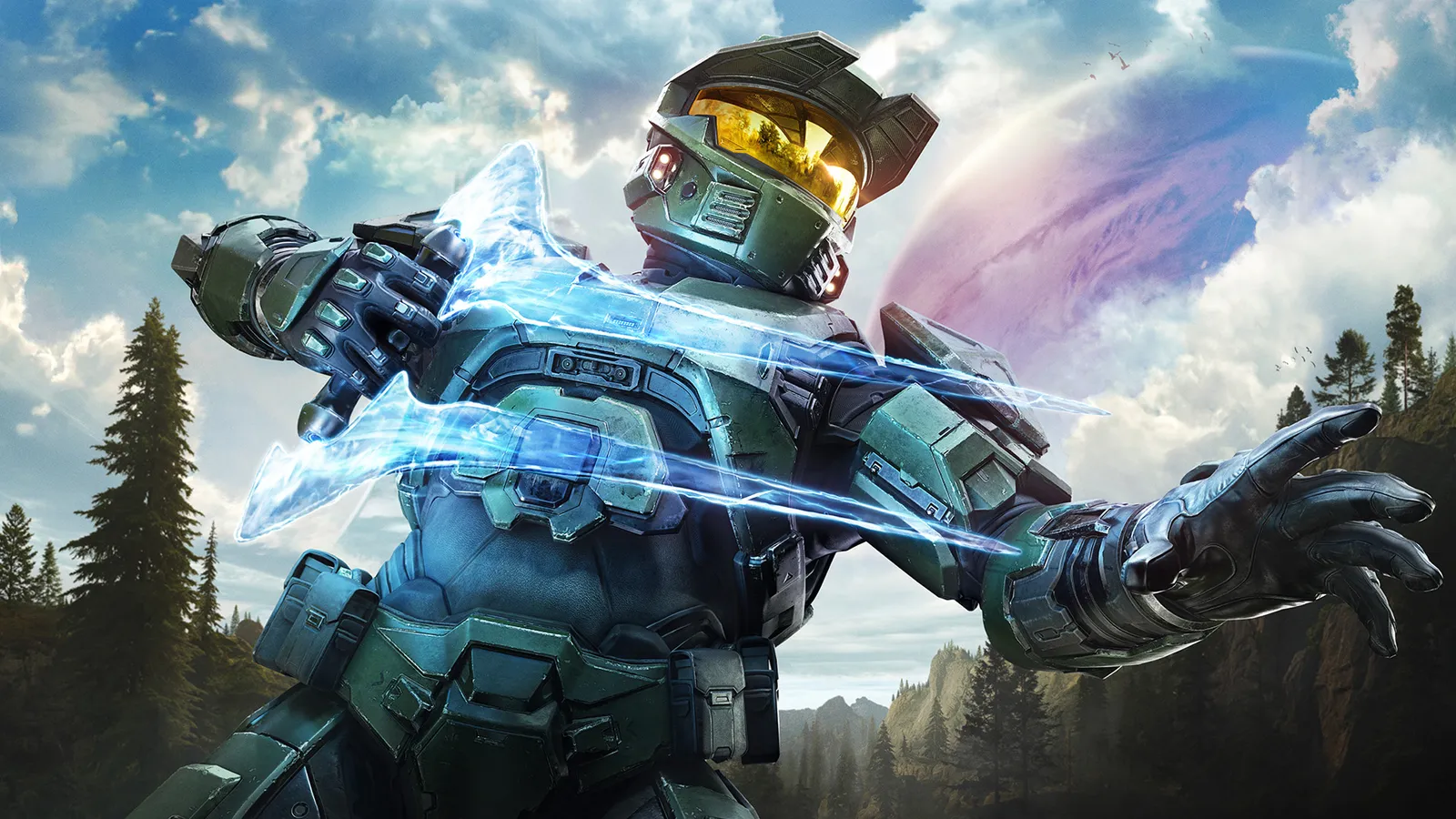 Master Chief holding the Energy Sword in Operation METEORITE key art