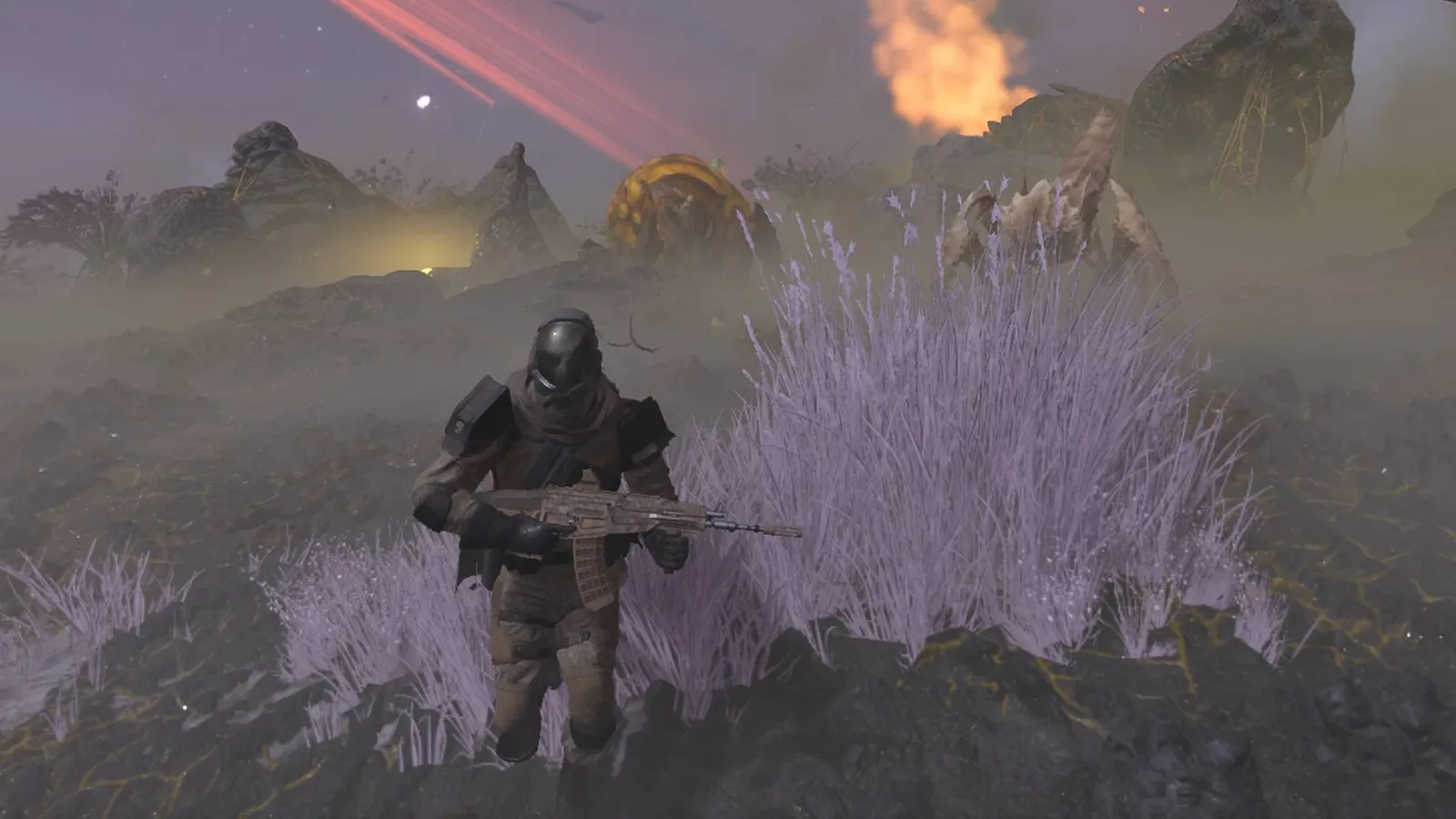 Helldivers 2 Helldiver with assault rifle — the weapon and armor models mods replace (official press image)