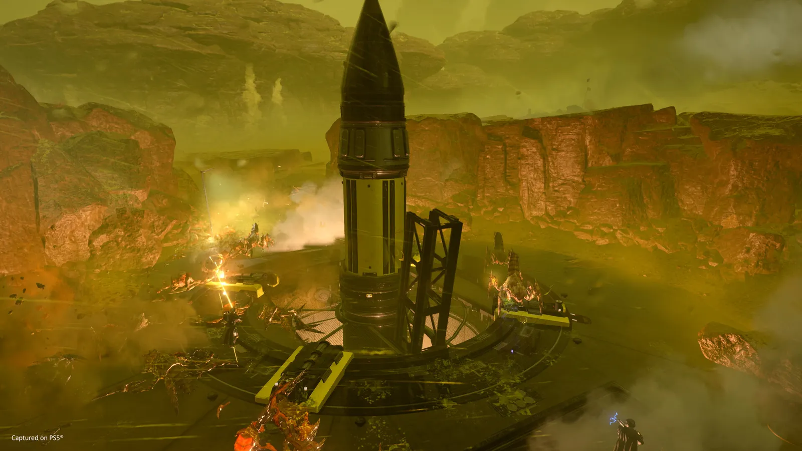 Helldivers 2 Helldivers in combat (official Steam store screenshot)