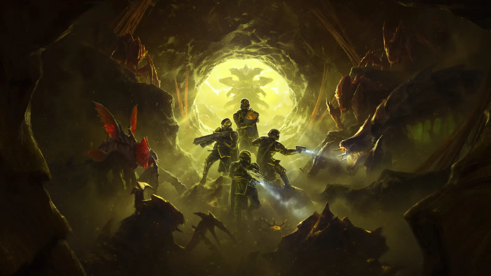 Helldivers 2 official update key art showing Helldivers in warbond gear.