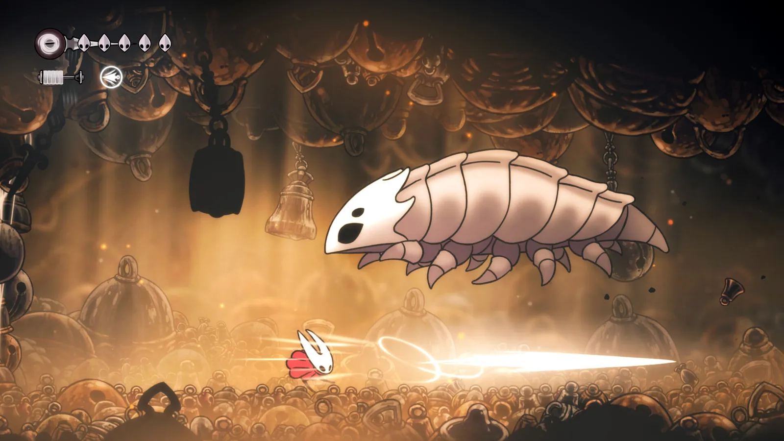 Hollow Knight: Silksong 官方截图——Hornet 在 Pharloom 探索