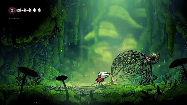 Silksong gameplay screenshot — Hornet exploring the kingdom