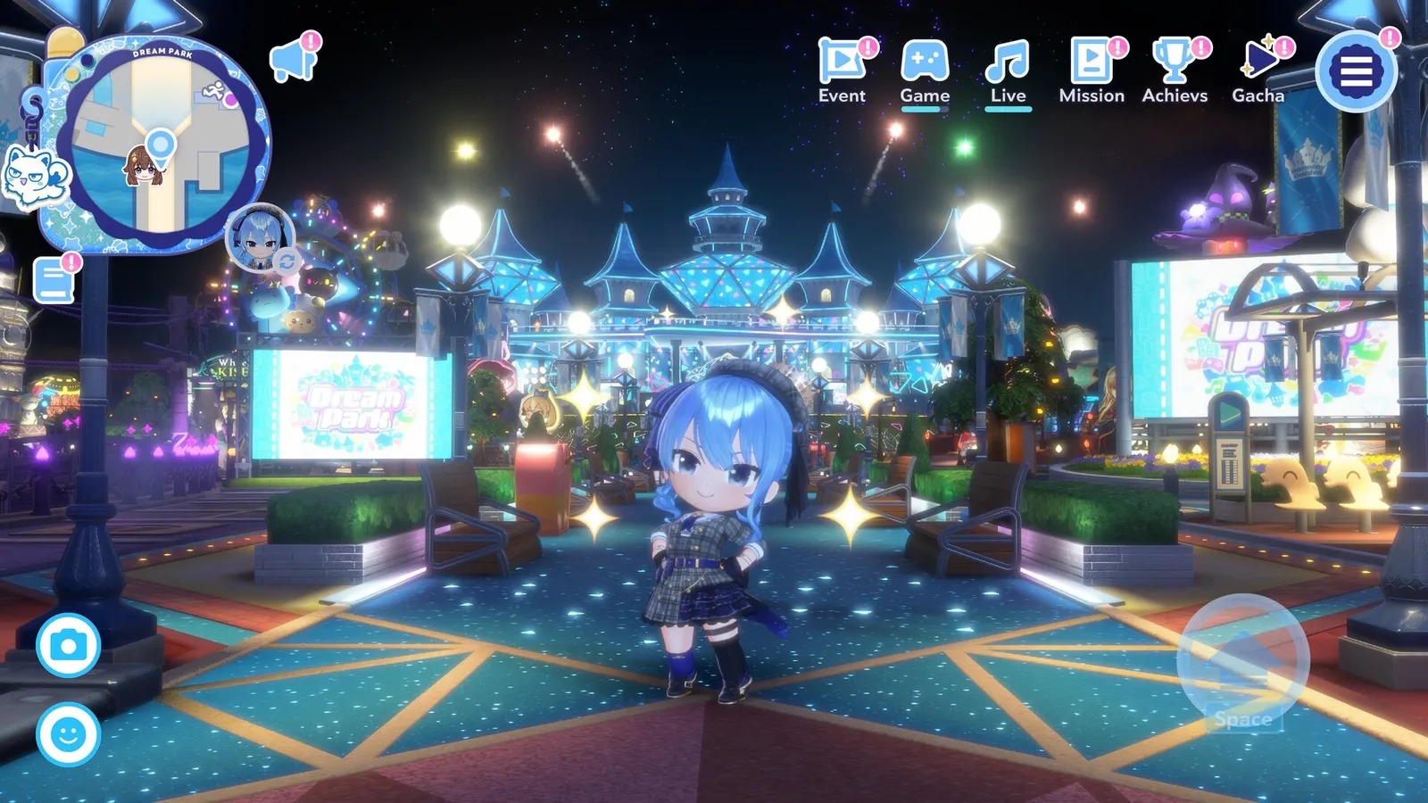 hololive Dreams song select with difficulty icons.