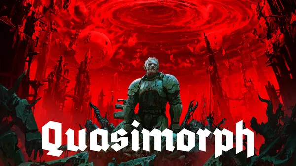 Quasimorph combat — turn-based firefight in a space station corridor.