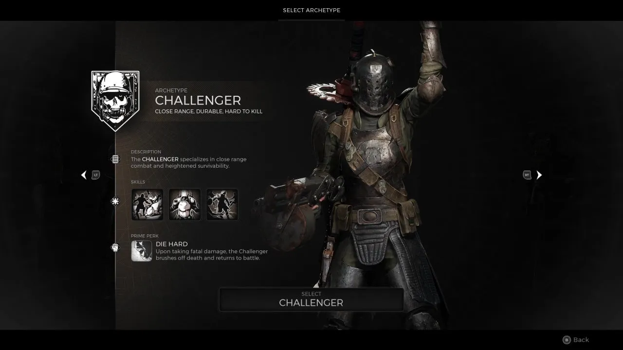 Challenger class description screen in Remnant 2