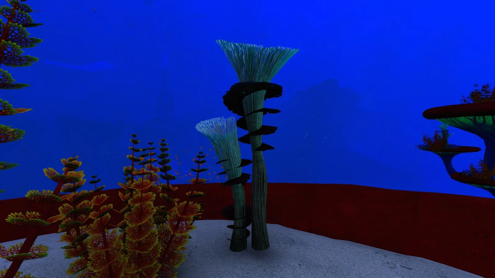 A Spiral Plant growing inside a Ventgarden in Subnautica Below Zero