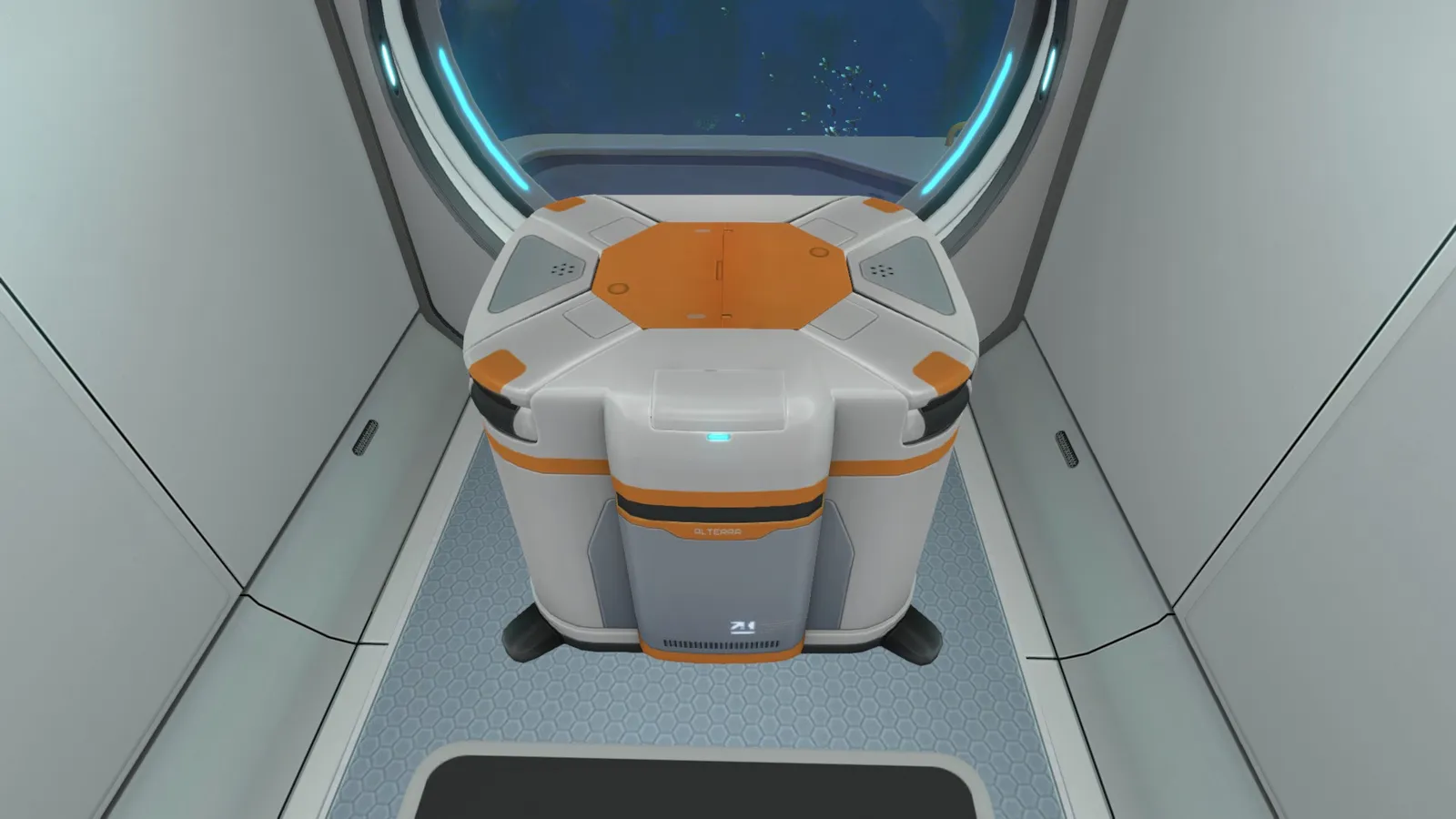 The Modification Station workbench inside a Subnautica seabase