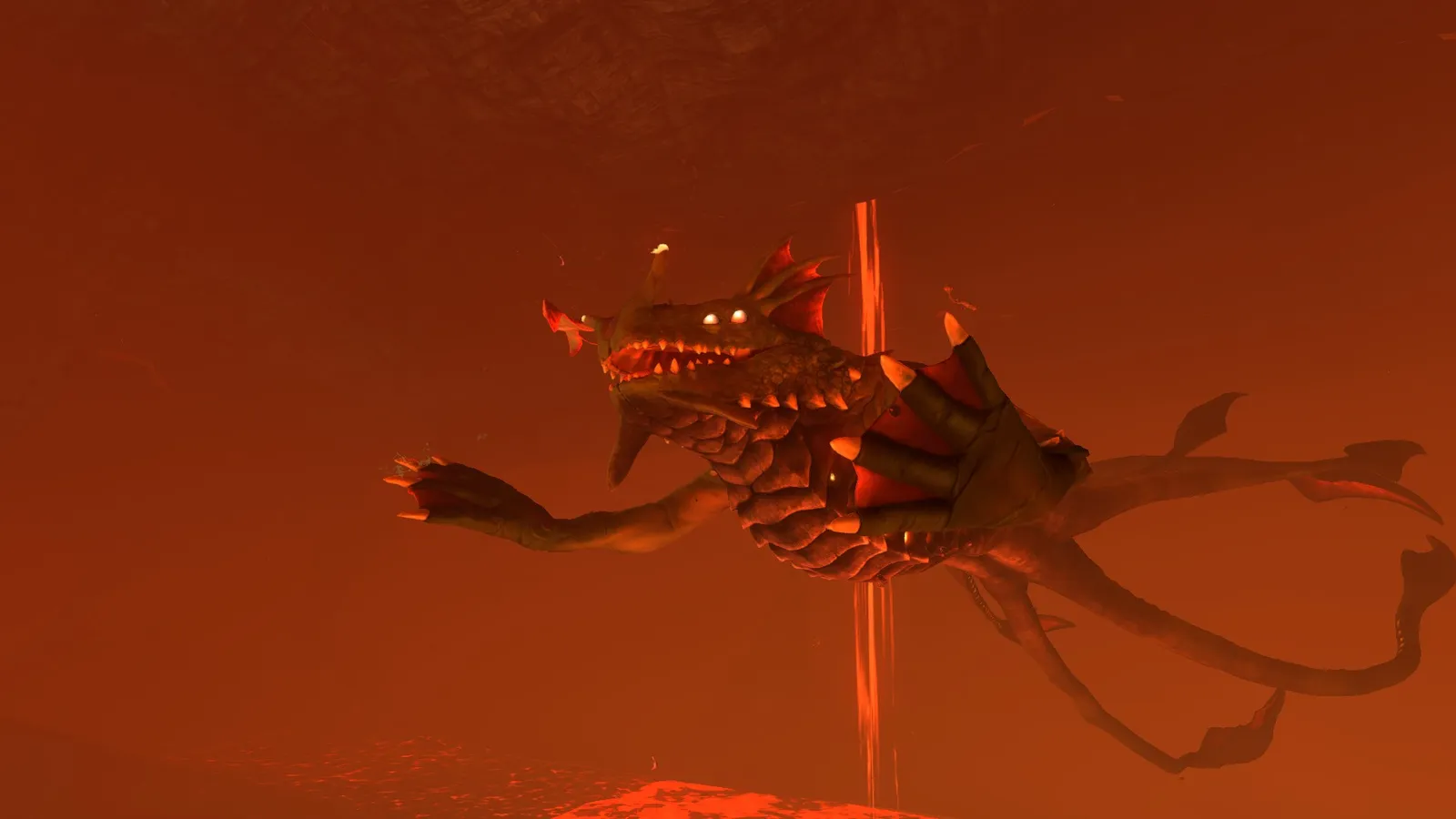 The Sea Dragon Leviathan in the Lava Zone of Subnautica