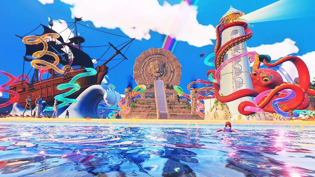 Waterpark Simulator park overview — the first-person management sandbox on PC, PS5 and Xbox.